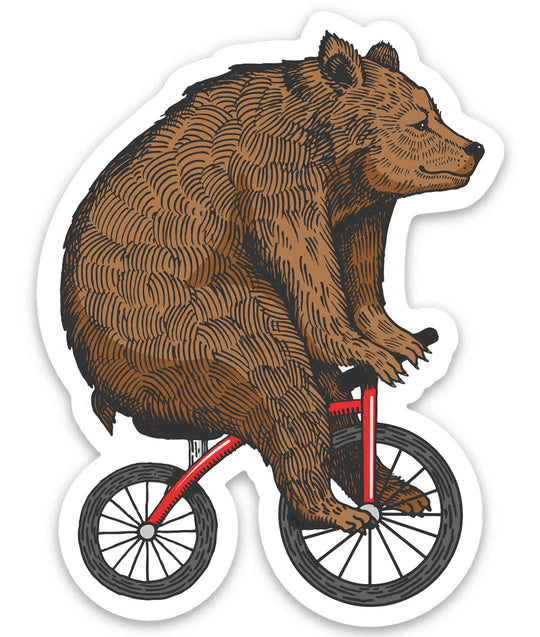 Bear Sticker - Riding a Bicycle