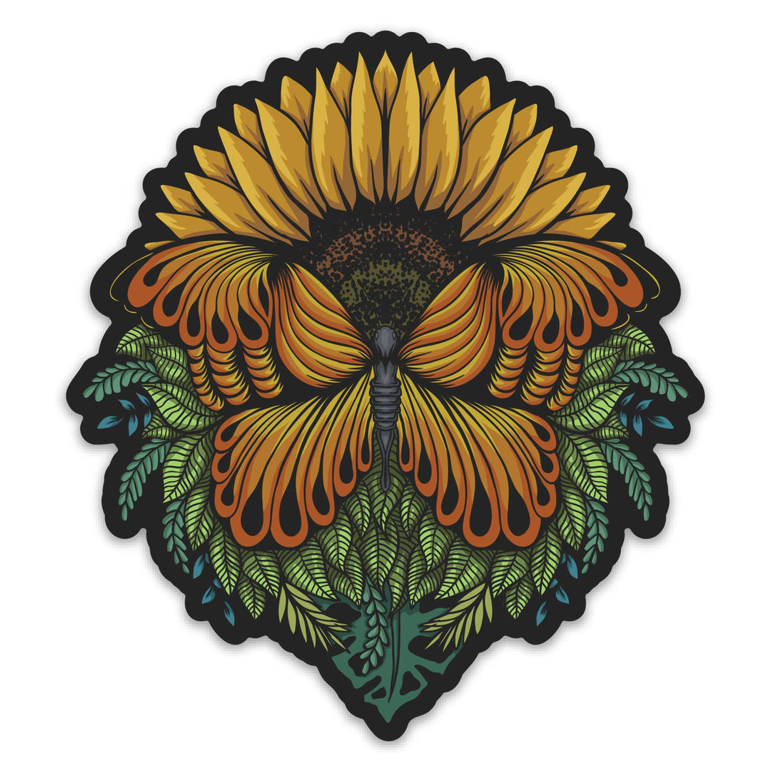 Monarch Butterfly Sticker on Sunflower