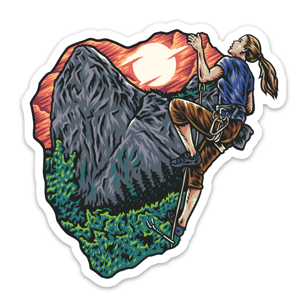 Rock Climber Crag View Sticker - Woman